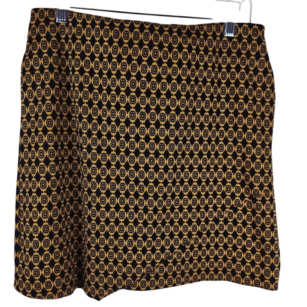 Cabi Black Mustard Yellow Stunning Business Work Vacation Women's Skirt M